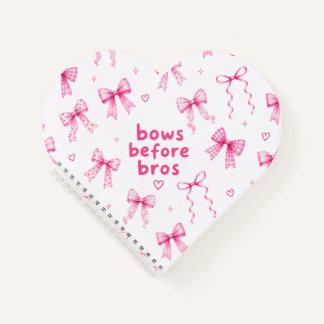 Funny Bows Before Bros Cute Coquette Pink Ribbon Notebook