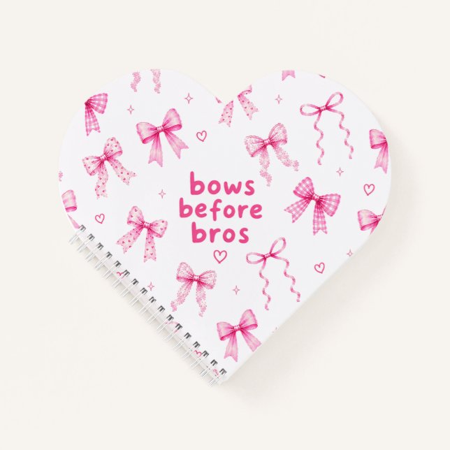 Funny Bows Before Bros Cute Coquette Pink Ribbon  Notebook (Front)