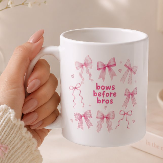 Funny Bows Before Bros Cute Pink Coquette Gift Coffee Mug (Creator Uploaded)