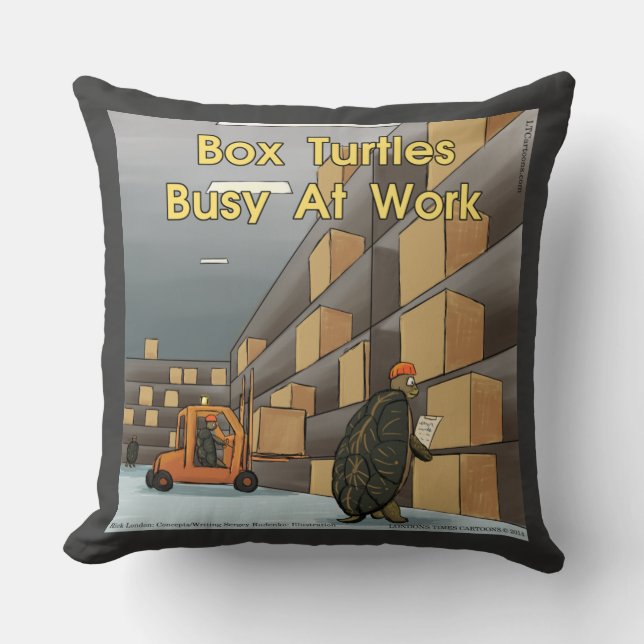 Funny Box Turtle Large Cotton Throw Pillow (Front)