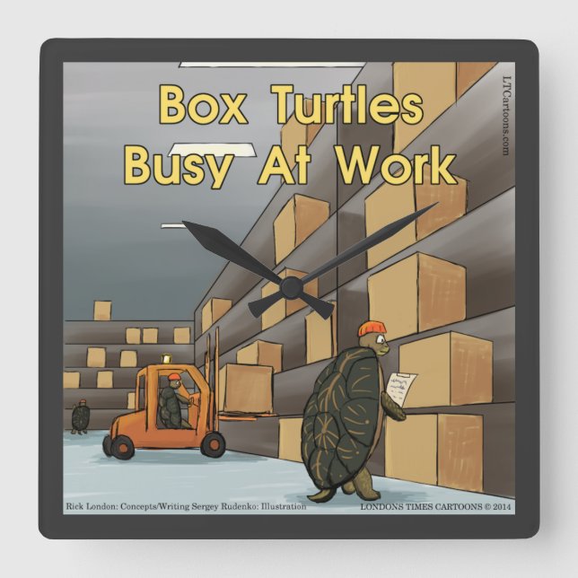 Funny Box Turtle Square Wall Clock (Front)