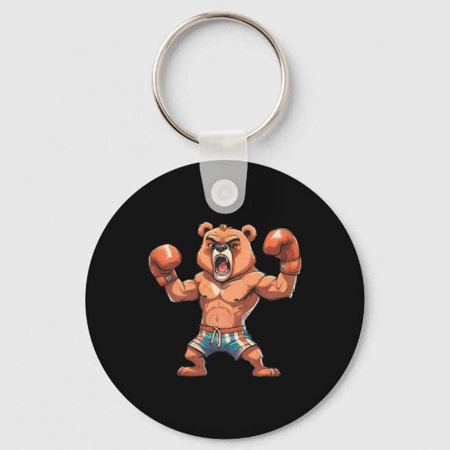 Funny Boxer Bear Boxing Player Tournament Gift Men Key Ring (Front)