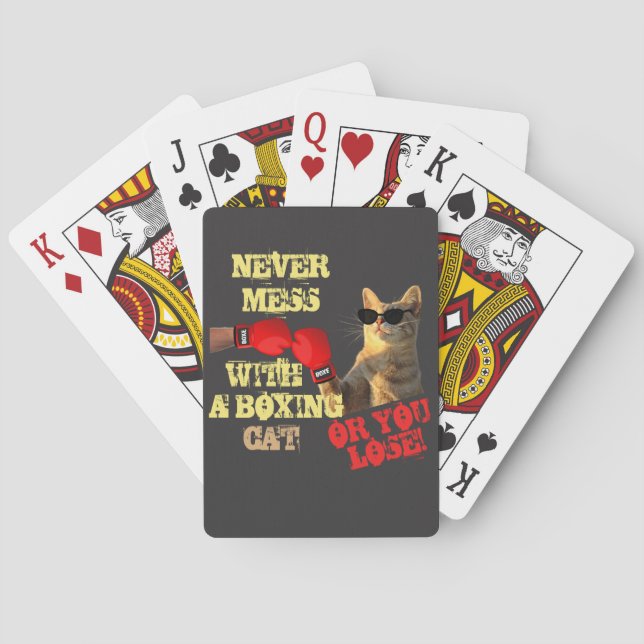 Funny Boxer Cat | Cute Cat Lovers Keepsake  Playing Cards (Back)