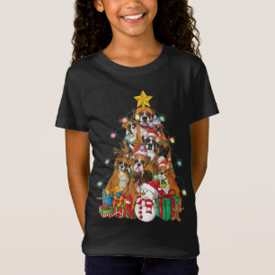 Funny Boxer Christmas Tree Dog Santa Xmas Gift T-Shirt