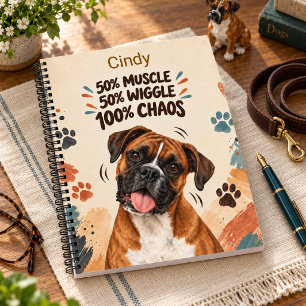 Funny Boxer Dog 50% Muscle 50% Wiggle Notebook
