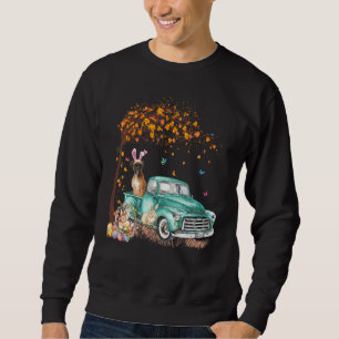 Funny Boxer Dog Bunny Truck Hunt Eggs Tree Easte Sweatshirt