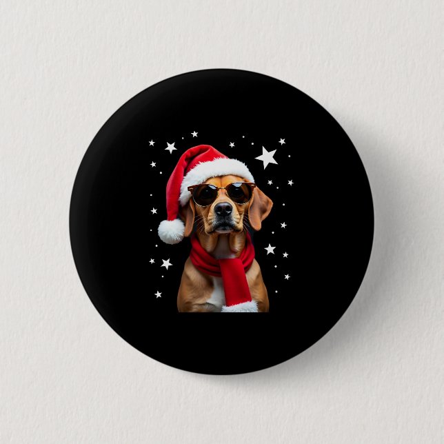 Funny Boxer Dog Christmas Lights Xmas Outfit Pajam 6 Cm Round Badge (Front)