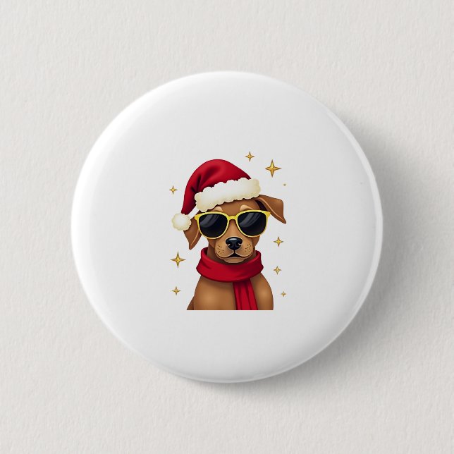 Funny Boxer Dog Christmas Lights Xmas Outfit Pajam 6 Cm Round Badge (Front)