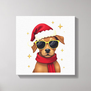 Funny Boxer Dog Christmas Lights Xmas Outfit Pajam Canvas Print