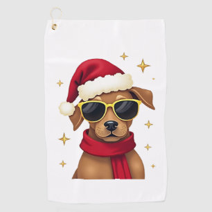 Funny Boxer Dog Christmas Lights Xmas Outfit Pajam Golf Towel