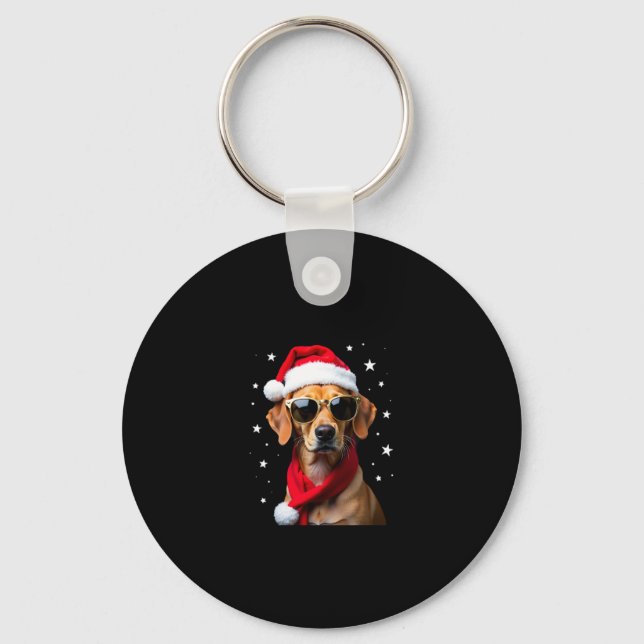 Funny Boxer Dog Christmas Lights Xmas Outfit Pajam Key Ring (Front)