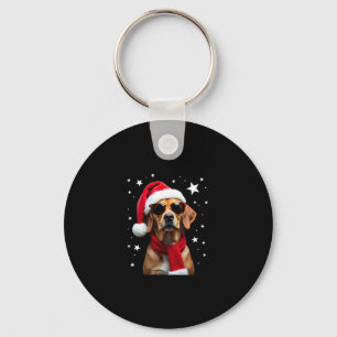 Funny Boxer Dog Christmas Lights Xmas Outfit Pajam Key Ring
