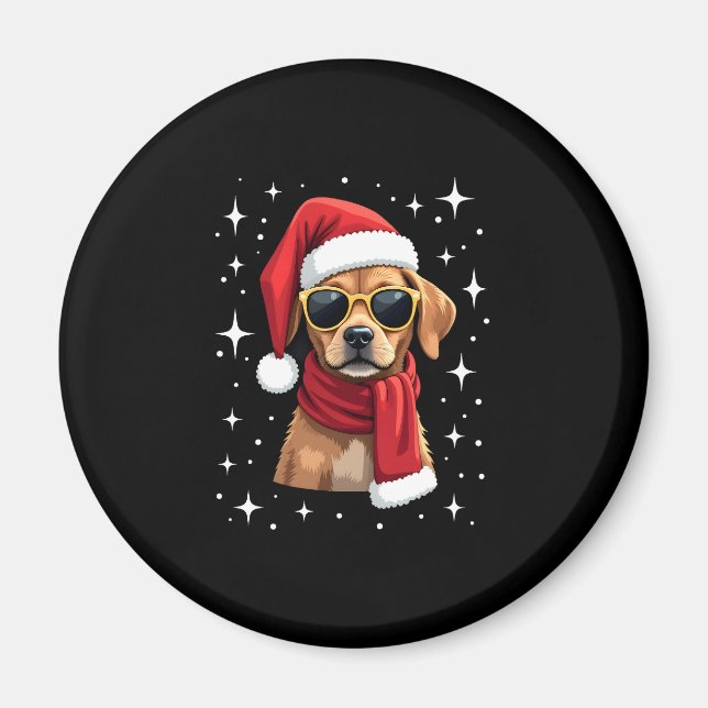 Funny Boxer Dog Christmas Lights Xmas Outfit Pajam Magnet (Front)