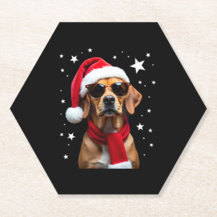 Funny Boxer Dog Christmas Lights Xmas Outfit Pajam Paper Coaster