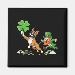 Funny Boxer Dog Clover St Patricks Day Womens Mens Magnet