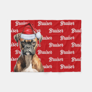 Funny Boxer Dog Name Patterned Christmas Fleece Blanket
