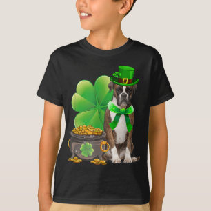 Funny Boxer Dog Shamrock Irish Saint St Patrick Da T-Shirt