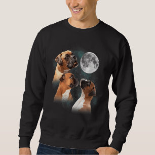 Funny Boxer Dog Three Boxer At Moon Boxer Sweatshirt
