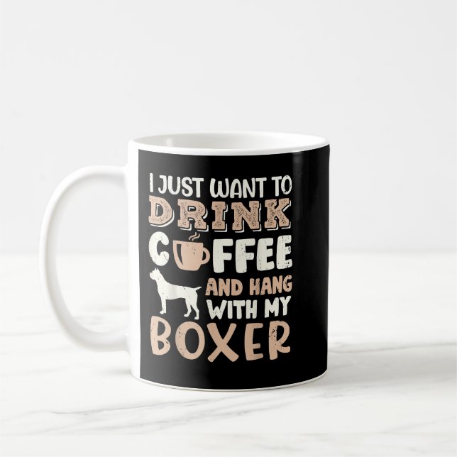 Funny Boxer Drink Coffee Hand With Dog Mum Gift Mug (Left)