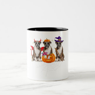 Funny Boxer Halloween Dog Lover Pumpkin Spider Web Two-Tone Coffee Mug