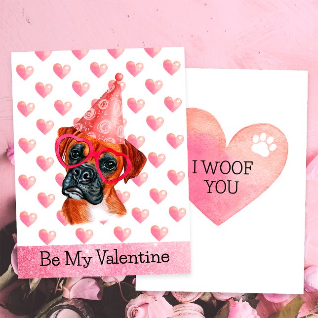 Funny Boxer I Woof You Dog Valentine's Day Holiday Card (Creator Uploaded)