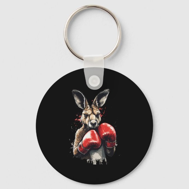Funny Boxer Kangaroo With Boxing Gloves Fighting K Key Ring (Front)