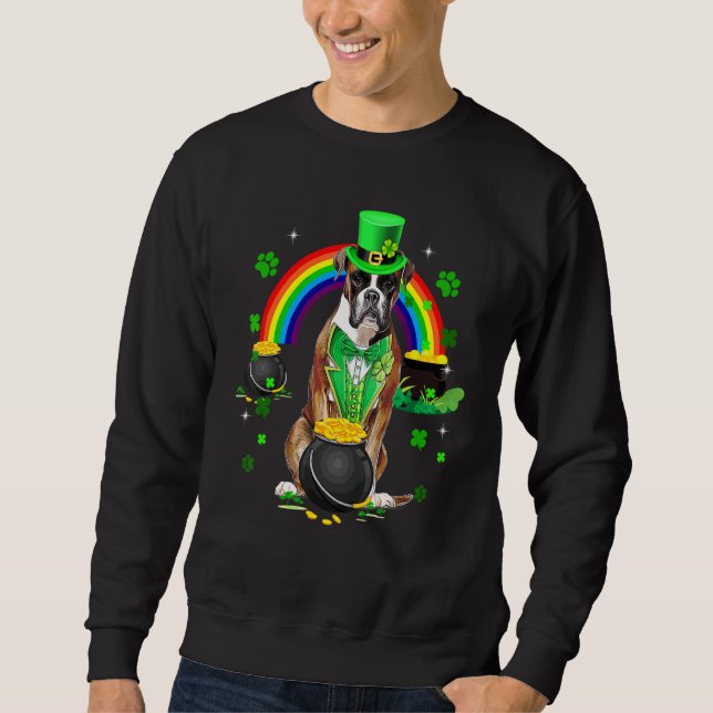Funny Boxer Leprechaun Shamrock St  Patrick's Day Sweatshirt (Front)