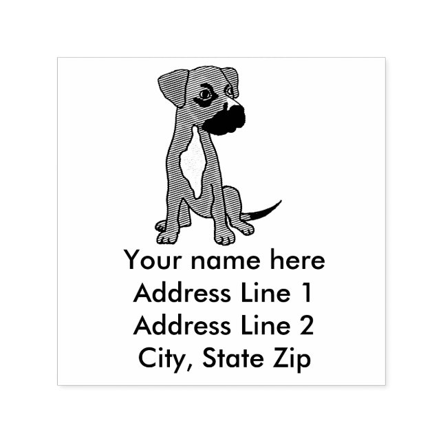 Funny Boxer Mix Puppy Self Inking Address Stamp (Design)