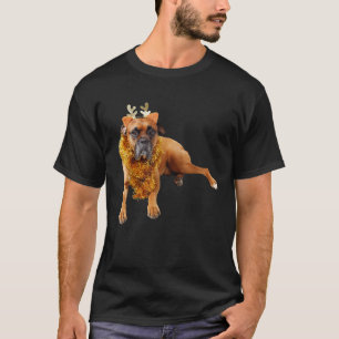 Funny Boxer Photo Reindeer Costume Antlers Christm T-Shirt