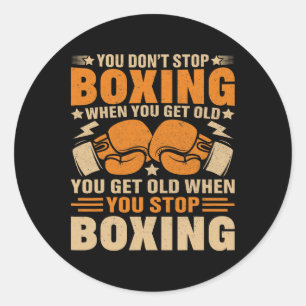 Funny Boxer Player Old School Boxing Youth Trainer Classic Round Sticker