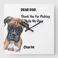 Funny Boxer Puppy Dog Dad Watercolor Canine Art