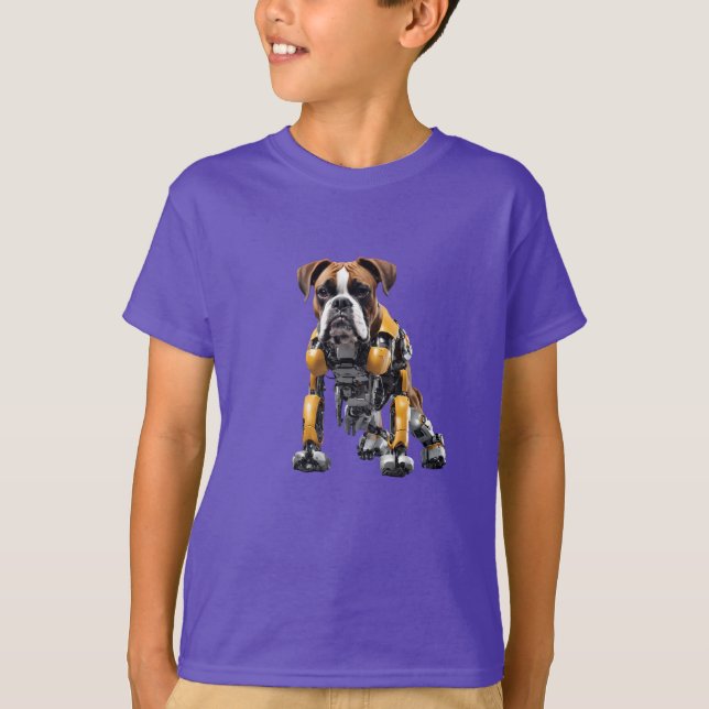 Funny Boxer Robot Kids' T-Shirt (Front)