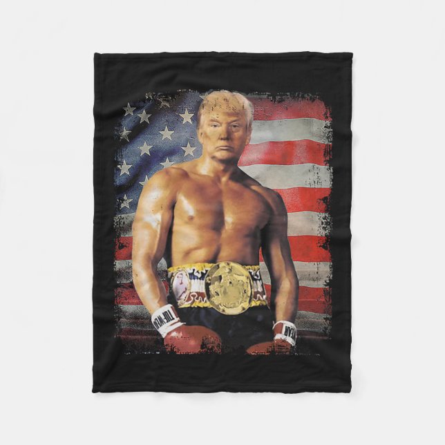 Funny Boxer Trump Trump Rocky Meme  Fleece Blanket (Front)