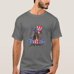Funny Boxer Wearing Sunglasses USA Flag 4Th Of Jul T-Shirt