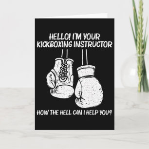 Funny Boxing Art For Men Women Kickboxing Coach Bo Card