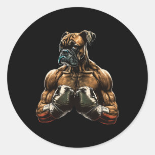 Funny Boxing Boxer Dog Gifts For Men Boys Women Ki Classic Round Sticker