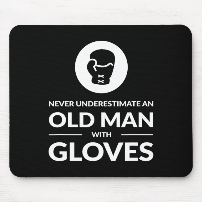 Funny Boxing Boxer Old Man T Shirt Gift  Mouse Pad (Front)