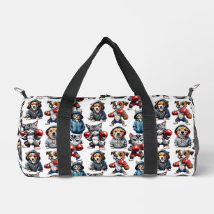 Funny Boxing Cat Dog Pattern Design  Duffle Bag