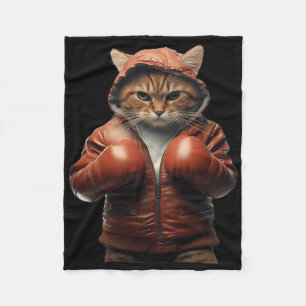 Funny Boxing Cat With Boxing Gloves For Men Women  Fleece Blanket