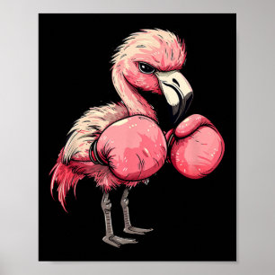 Funny Boxing Flamingo With Pink Gloves Kids Adults Poster