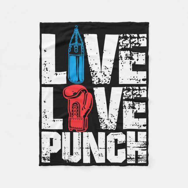 Funny Boxing Glove Tee Live Love Punch  Fleece Blanket (Front)