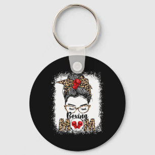 Funny Boxing Gloves Messy Bun Boxing Mum  Key Ring