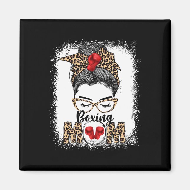 Funny Boxing Gloves Messy Bun Boxing Mum  Magnet (Front)