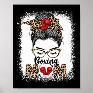 Funny Boxing Gloves Messy Bun Boxing Mum  Poster