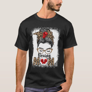 Funny Boxing Gloves Messy Bun Boxing Mum  T-Shirt