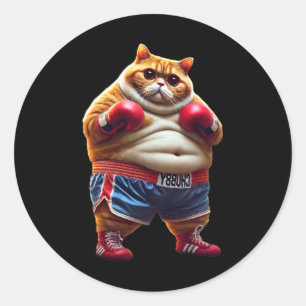 Funny Boxing Gym Workout Cat With Boxing Gloves An Classic Round Sticker