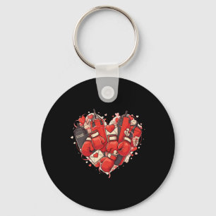 Funny Boxing Heart Valentine Boxing Womens Mens Ki Key Ring