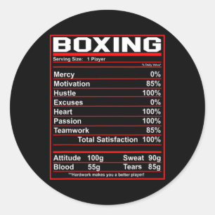 Funny Boxing Nutrition Facts Boxer Classic Round Sticker