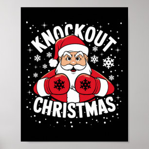 Funny Boxing Player Xmas Lights Santa Boxing Chris Poster