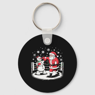Funny Boxing Player Xmas Lights Santa Snow Boxing Key Ring